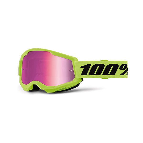 MASCHERA 100% STRATA 2 NEON YELLOW - LENTE A SPECCHIO ROSA