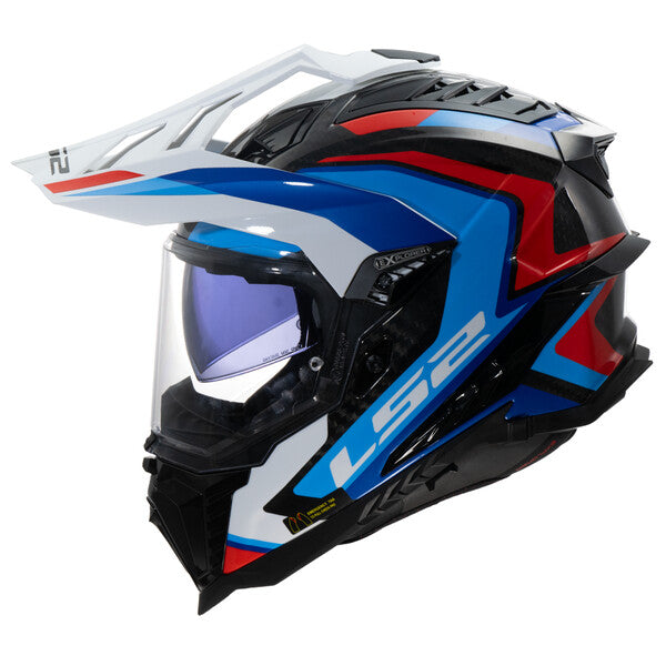 Casco LS2 MX701 EXPLORER CARBON FRONTIER II WHITE BLUE