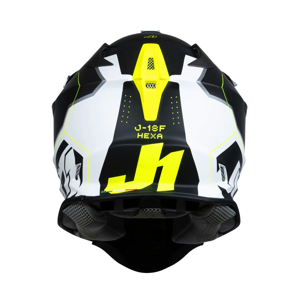 Casco Moto Cross Enduro Just1 J18-f Hexa Fluo Giallo Nero Bianco