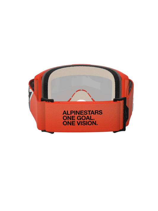 Maschera motocross enduro Alpinestars vision 5 purple arancio con lente specchiata