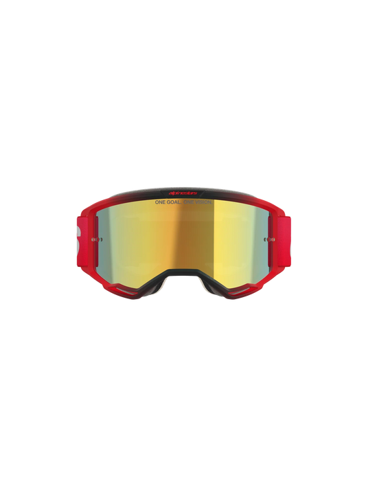 Maschera motocross enduro Alpinestars vision 5 rossa con lente specchiata
