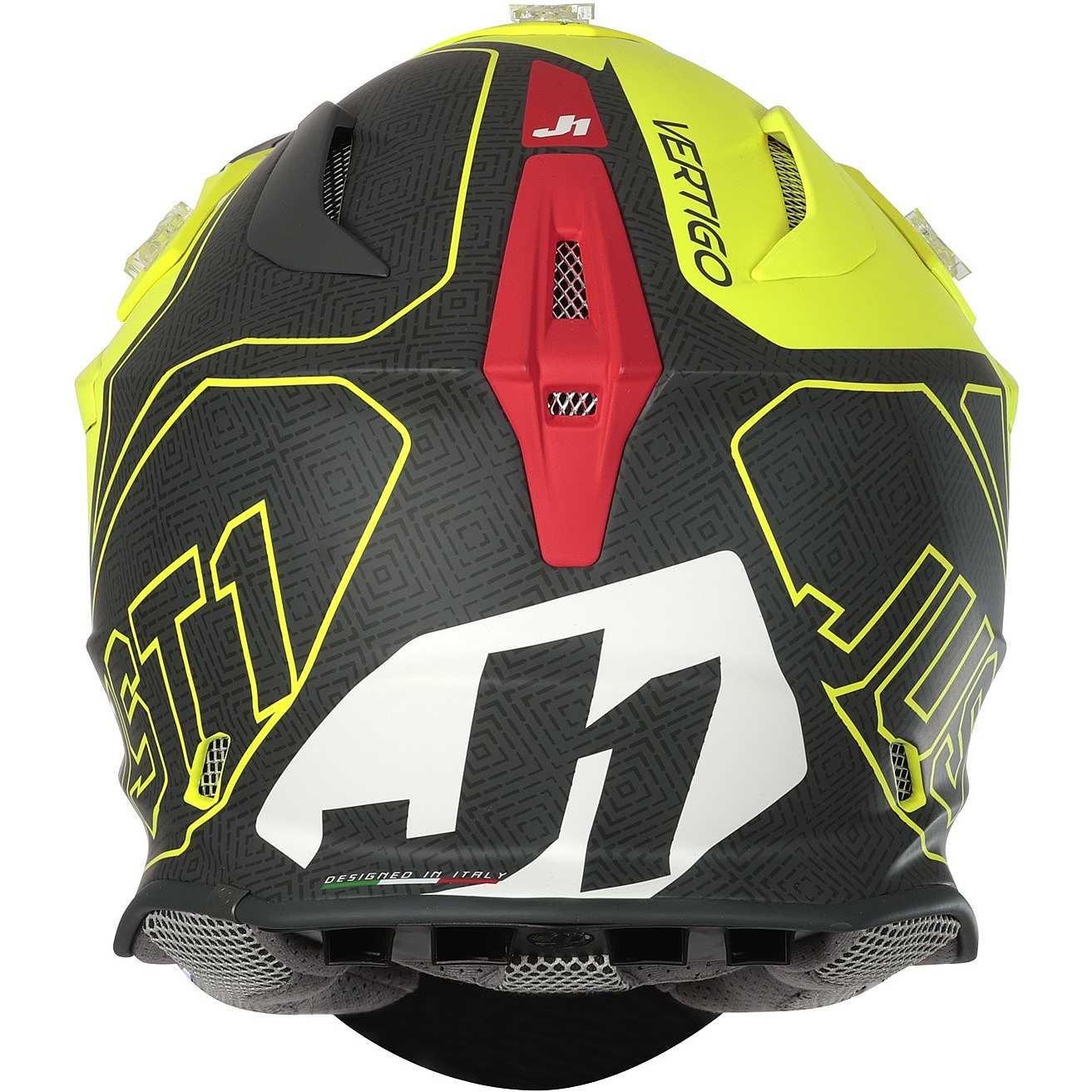 Casco Moto Cross Enduro Just1 J18 + MIPS VERTIGO Rosso Grigio Giallo Fluo