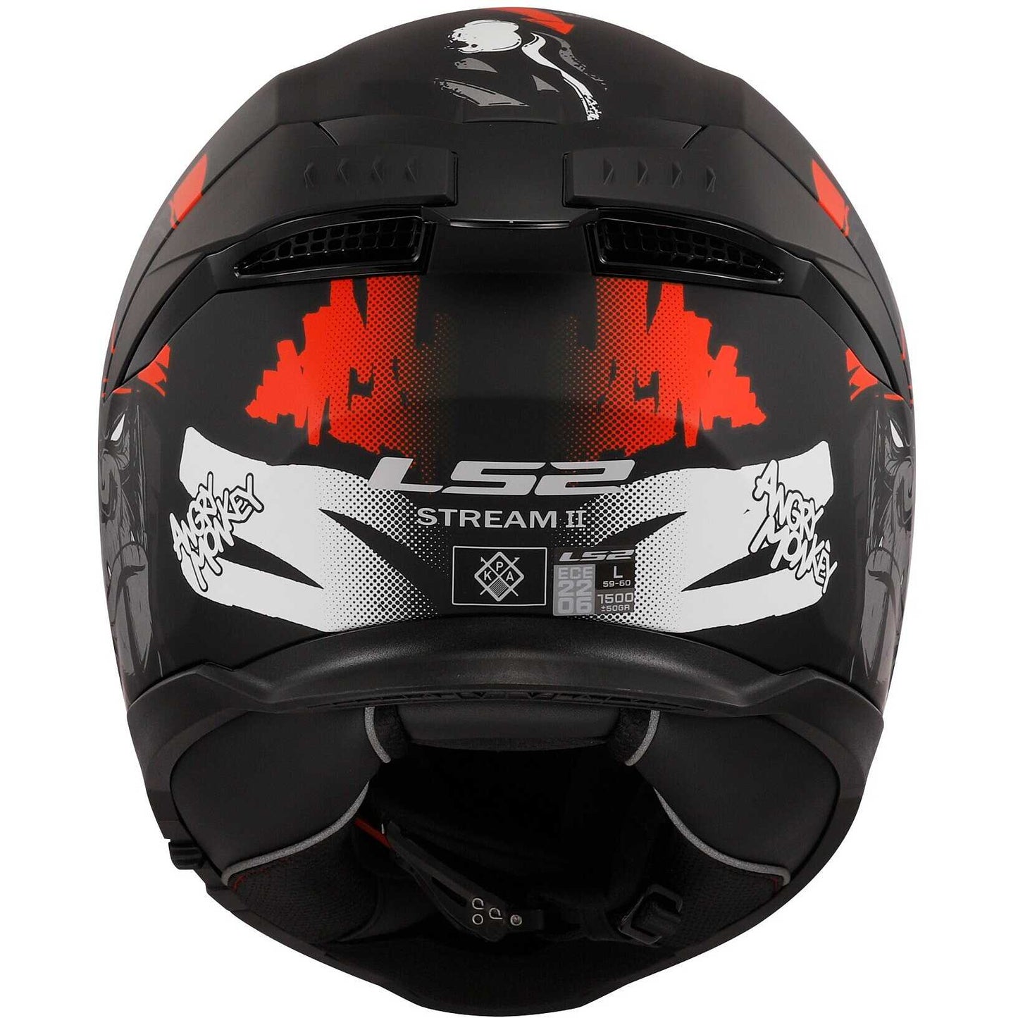 Casco moto LS2 STREAM 2 Angry Monkey Nero Opaco Rosso