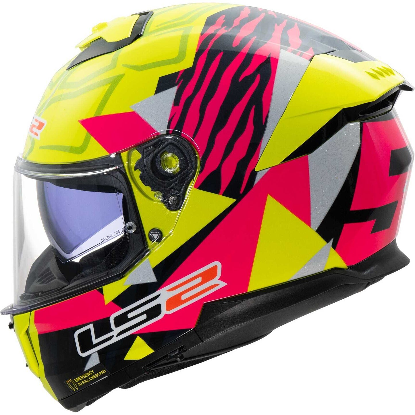 Casco moto LS2 STREAM 2 TIGER Giallo Fluo Rosa