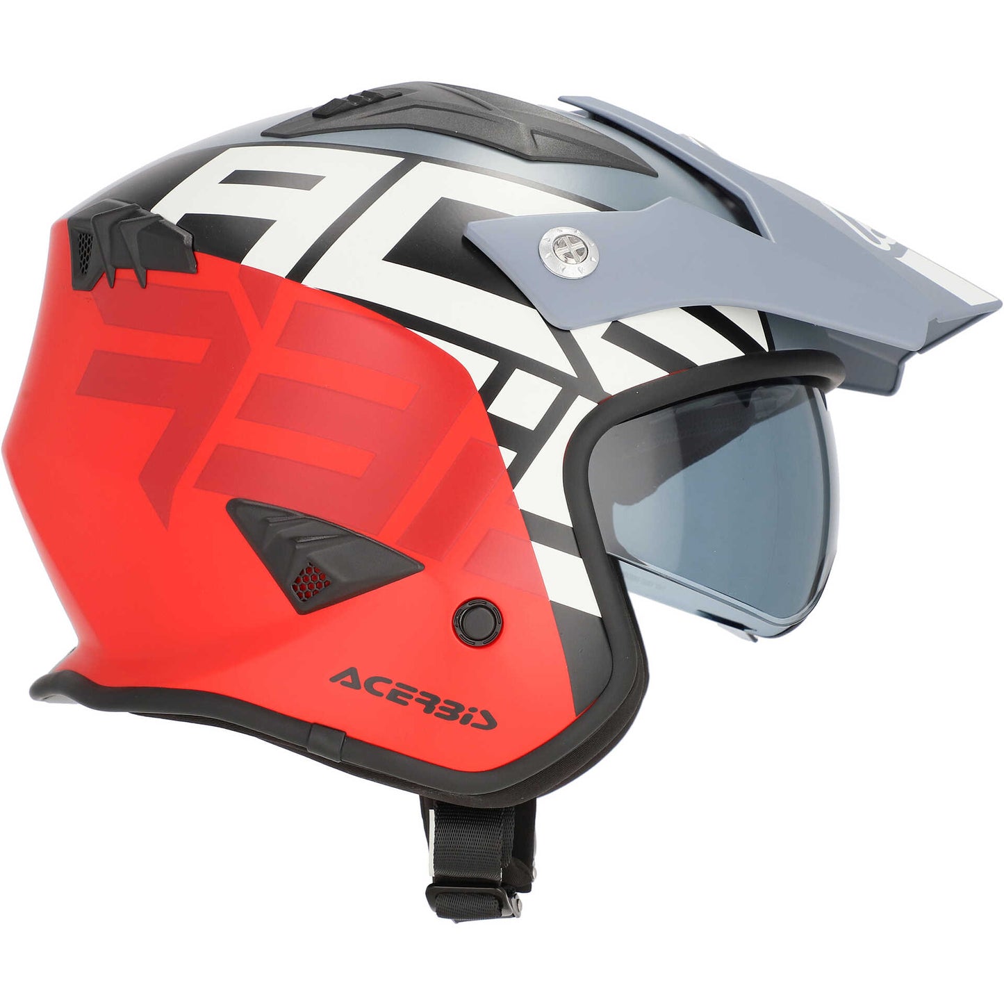 Casco Moto Jet Acerbis Aria 2206 Graphic Grigio Rosso