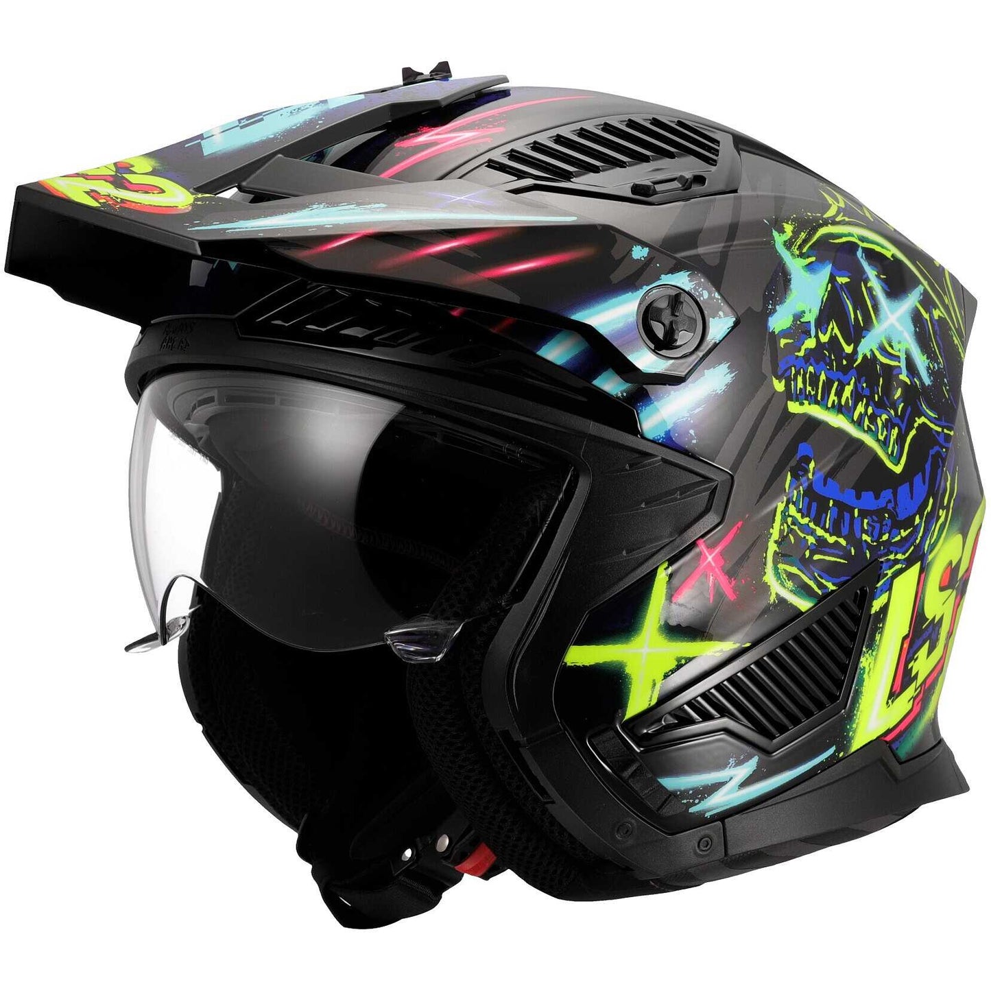 Casco Moto Jet LS2 OF606 DRIFTER RAYZ Nero Blue