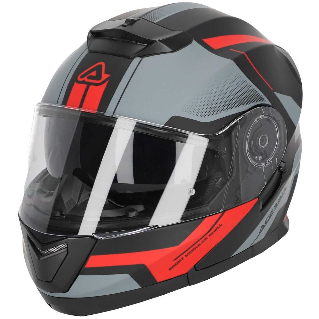 Casco Moto Modulare Acerbis Doppia Visiera SEREL 22.06 Nero Rosso Opaco