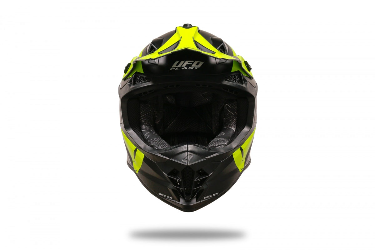 CASCO MOTOCROSS ENDURO UFO INTREPID NERO GIALLO FLUO