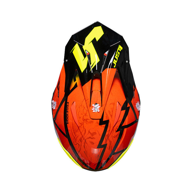 Casco Cross J39 rosso giallo fluo opaco