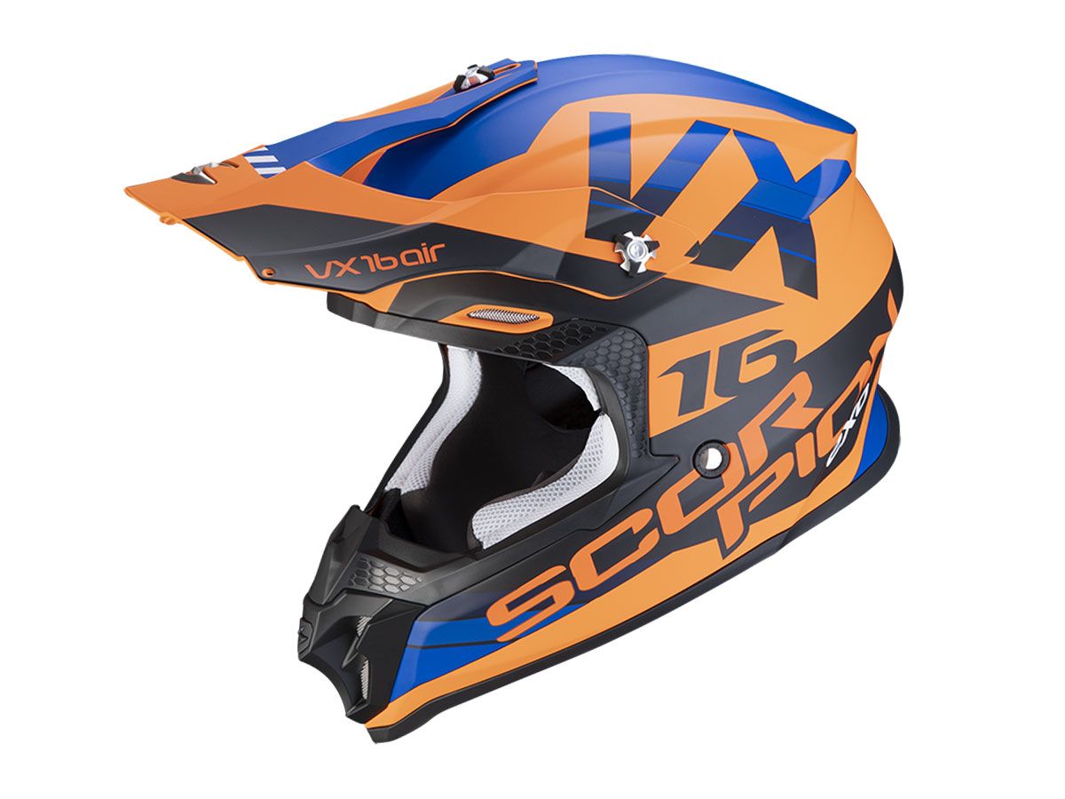 Casco Scorpion Exo Vx 16 air arancio blu – Fango e asfalto moto