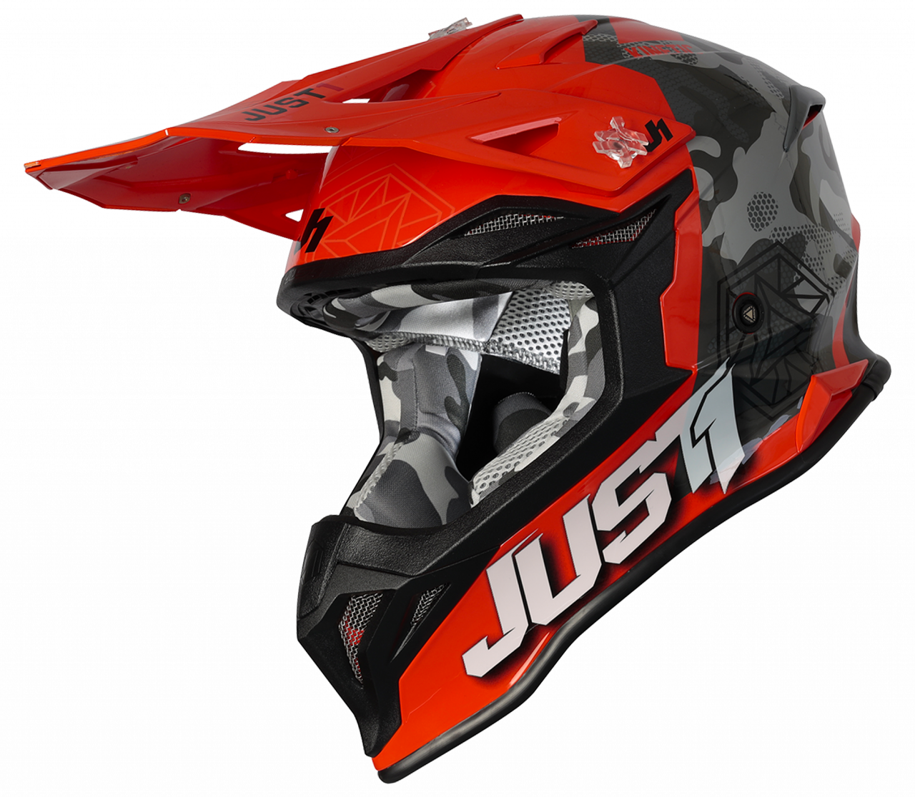 CASCO JUST J-39 KINETIC GLOSS GREY RED CAMO/FLUO ORANGE