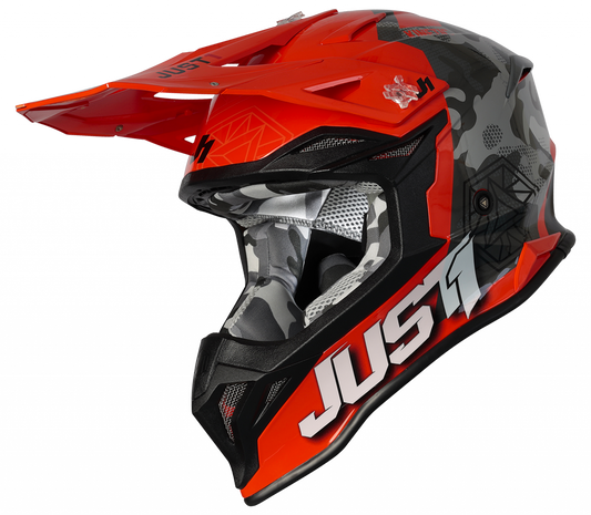 CASCO JUST J-39 KINETIC GLOSS GREY RED CAMO/FLUO ORANGE