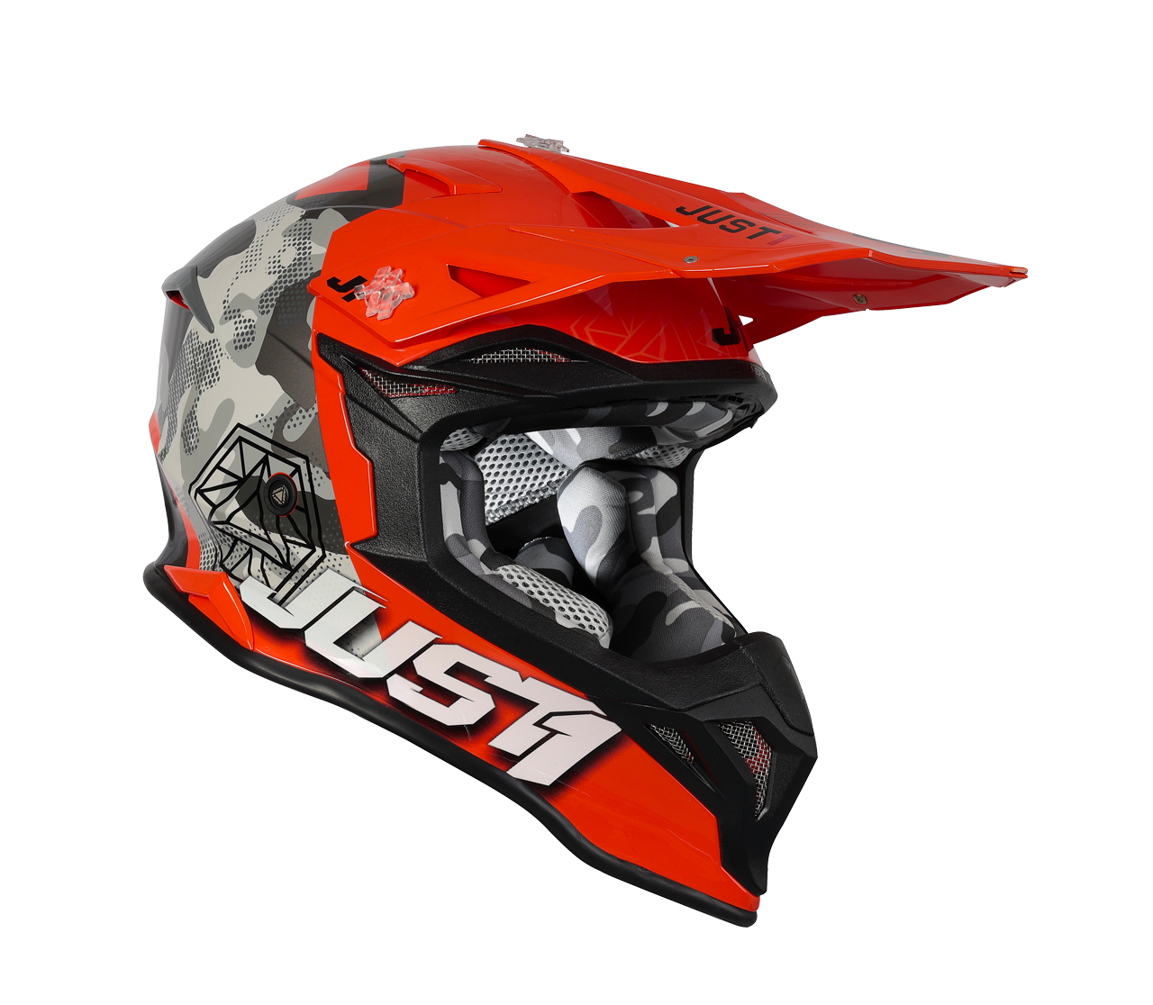 CASCO JUST J-39 KINETIC GLOSS GREY RED CAMO/FLUO ORANGE