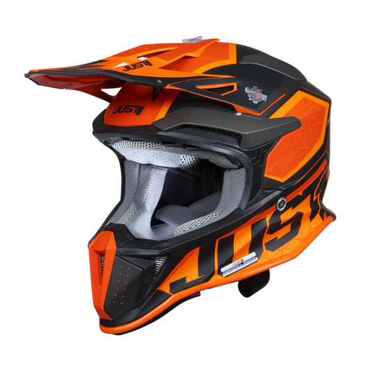 Casco Moto Cross Enduro Just1 J18-f Hexa Arancio Titanio Nero