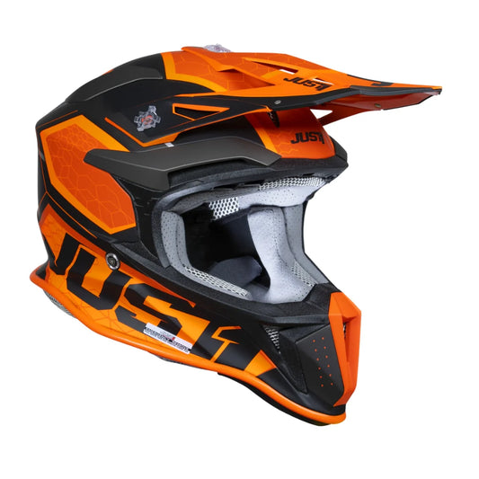 Casco Moto Cross Enduro Just1 J18-f Hexa Arancio Titanio Nero