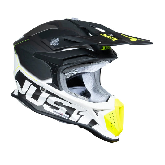Casco Moto Cross Enduro Just1 J18-f Hexa Fluo Giallo Nero Bianco