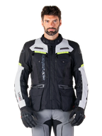 Giacca moto quattro 4 stagioni Alpinestars Bogotà Pro Drystar Grigio Giallo Fluo