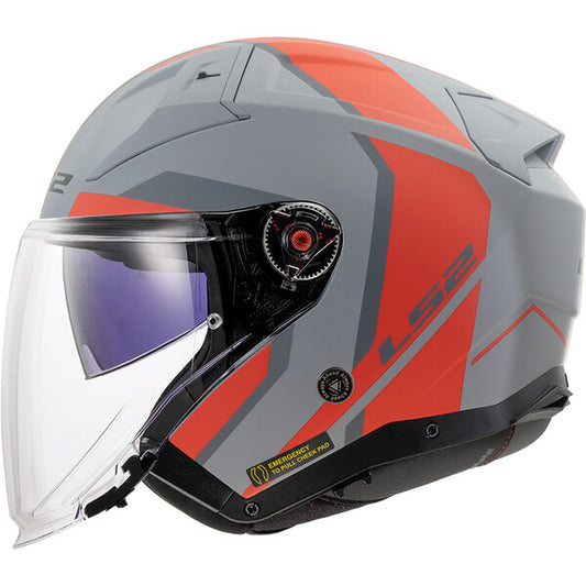 Casco Moto Jet LS2 OF603 INFINITY 2 FOCUS GRIGIO ROSSO OPACO