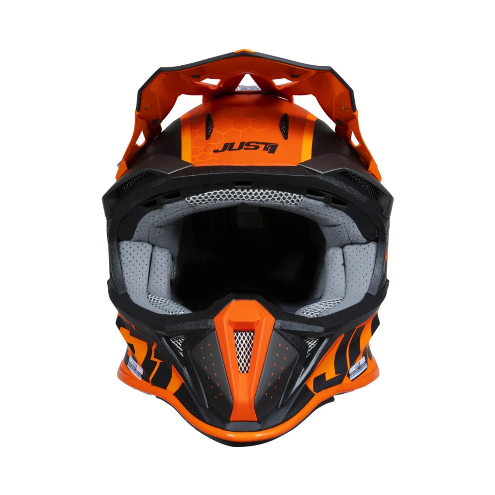 Casco Moto Cross Enduro Just1 J18-f Hexa Arancio Titanio Nero