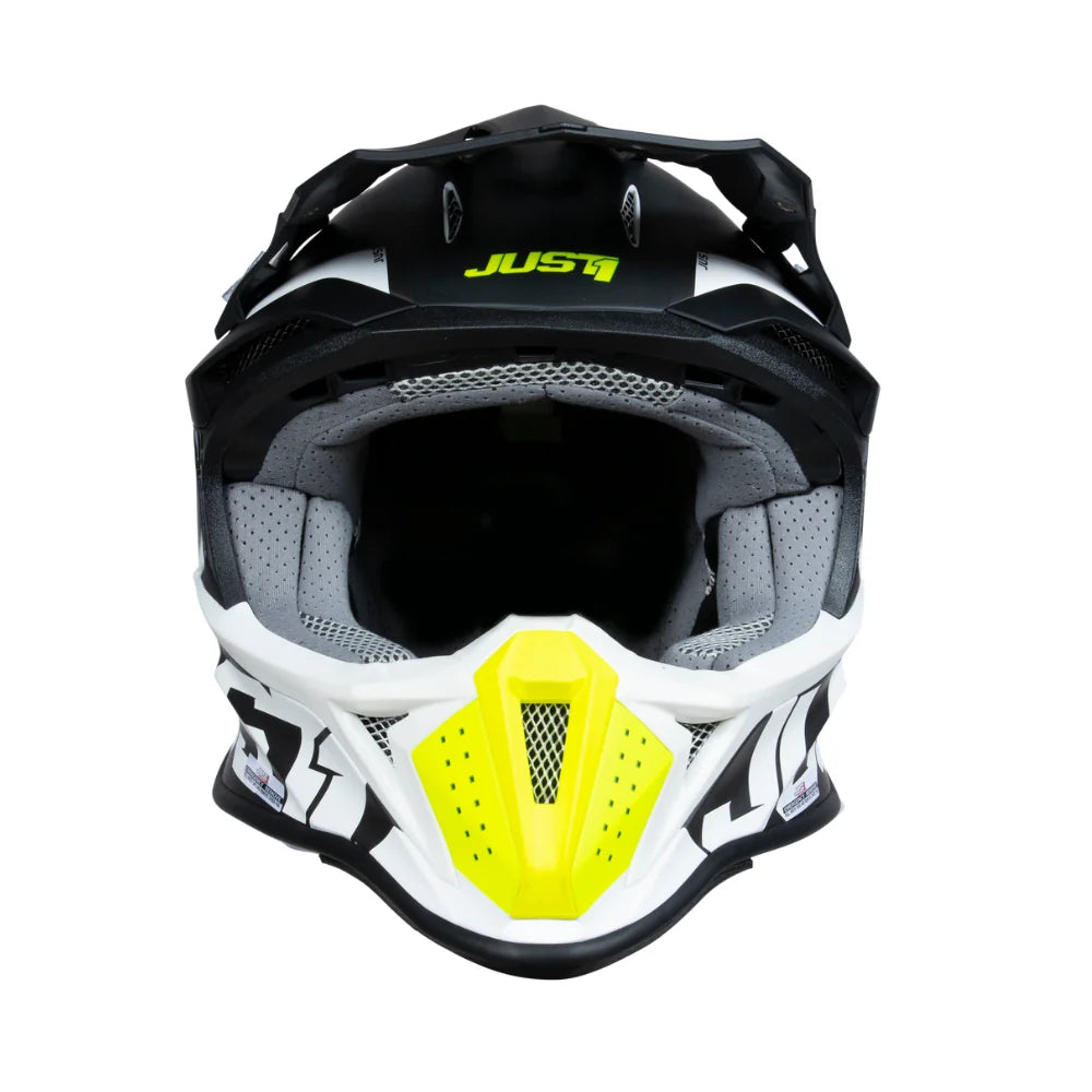 Casco Moto Cross Enduro Just1 J18-f Hexa Fluo Giallo Nero Bianco