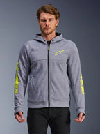 Felpa moto Alpinestars CHROME V2 SPORT HOOD GRIGIA GIALLO FLUO