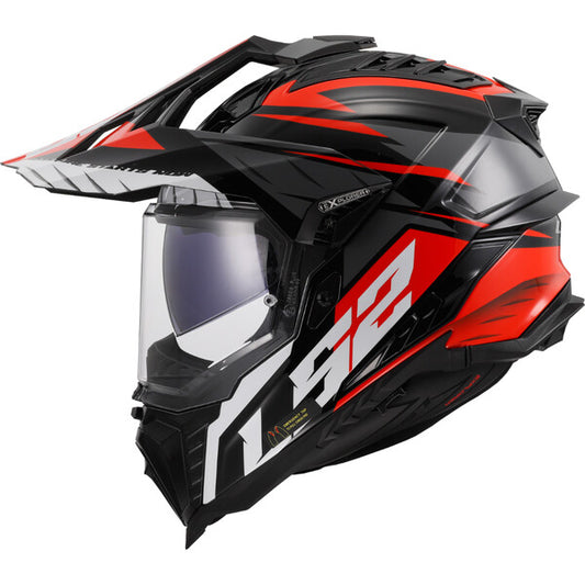 Casco Moto LS2 MX701 EXPLORER SPIRE BLACK TITANIUM RED
