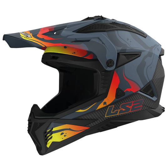 Casco Cross Ls2 Fast 2 Grigio Arancio