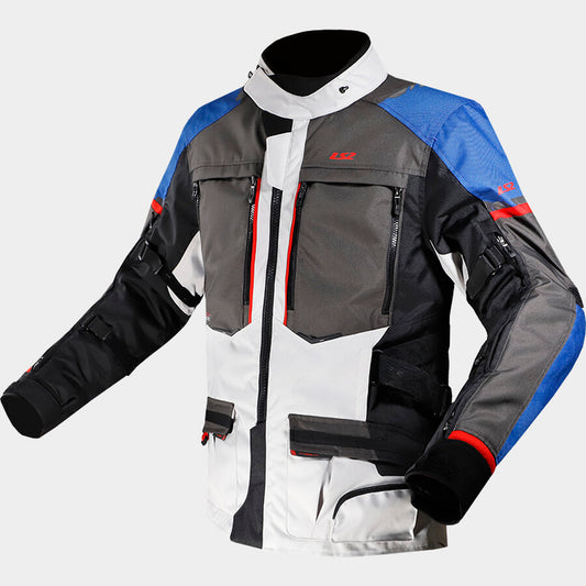 Giacca Moto Tessuto Ls2 NORWAY triplo Strato Nero Grigio Rosso