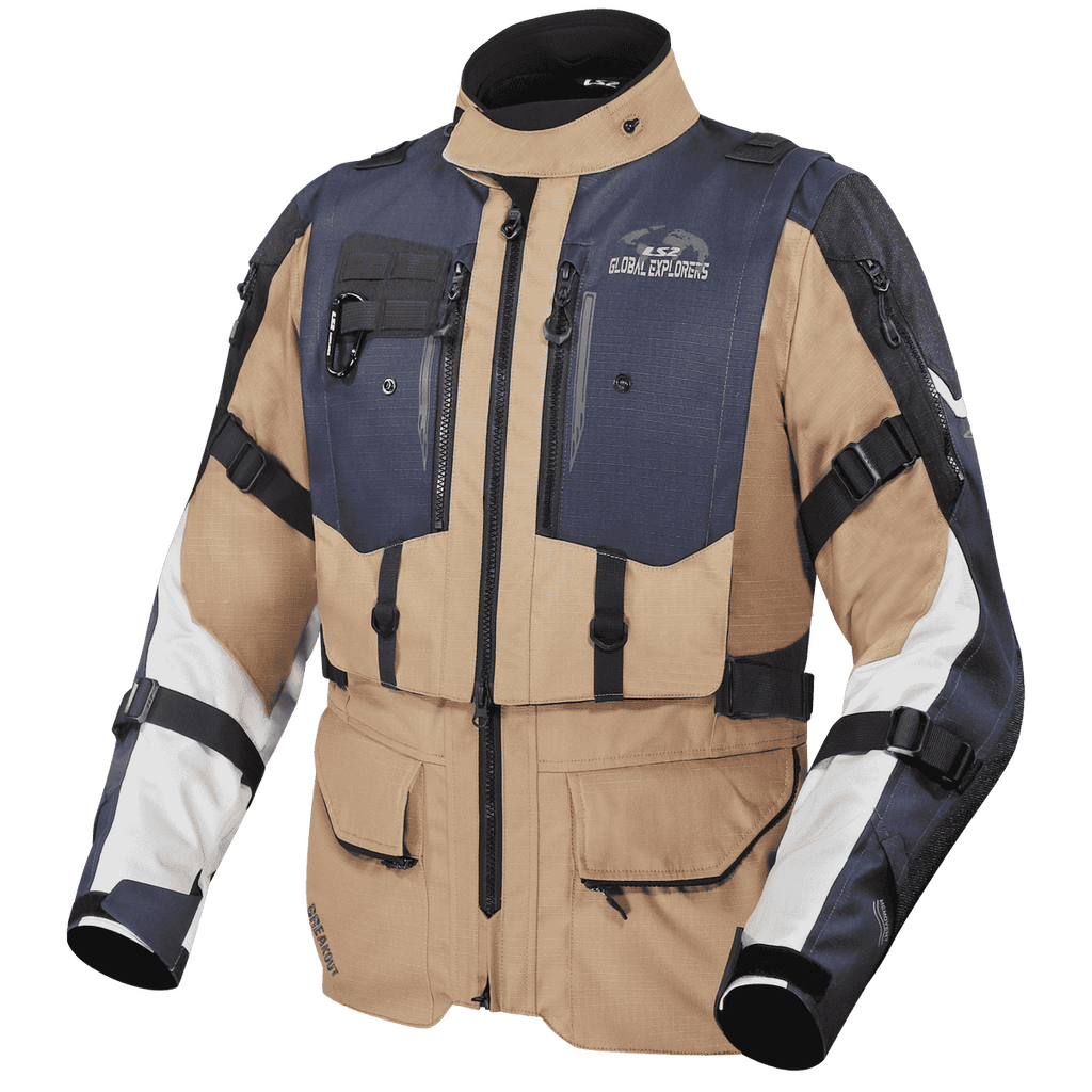 Giacca moto 3 strati LS2 BREAKOUT UOMO JACKET SAND BLUE GREY