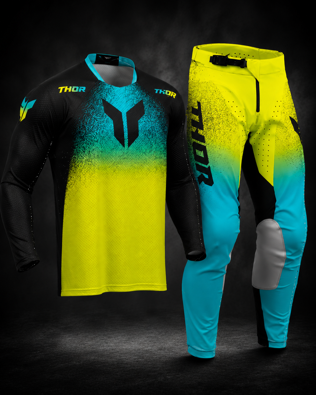 Completo motocross enduro Thor Launchmode Air giallo fluo