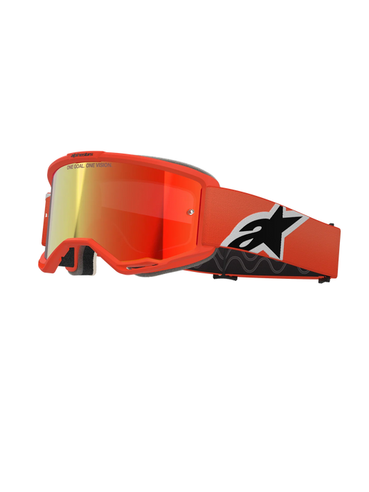 Maschera motocross enduro Alpinestars vision 5 purple arancio con lente specchiata