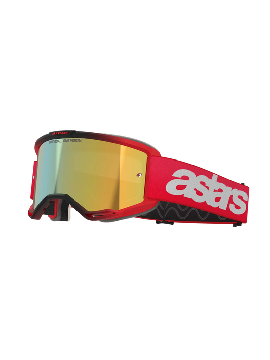 Maschera motocross enduro Alpinestars vision 5 rossa con lente specchiata