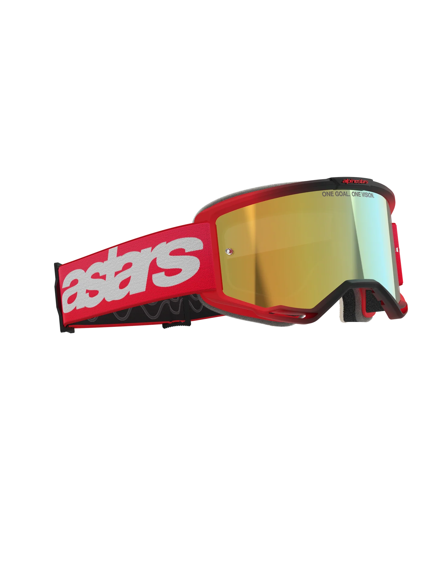 Maschera motocross enduro Alpinestars vision 5 rossa con lente specchiata