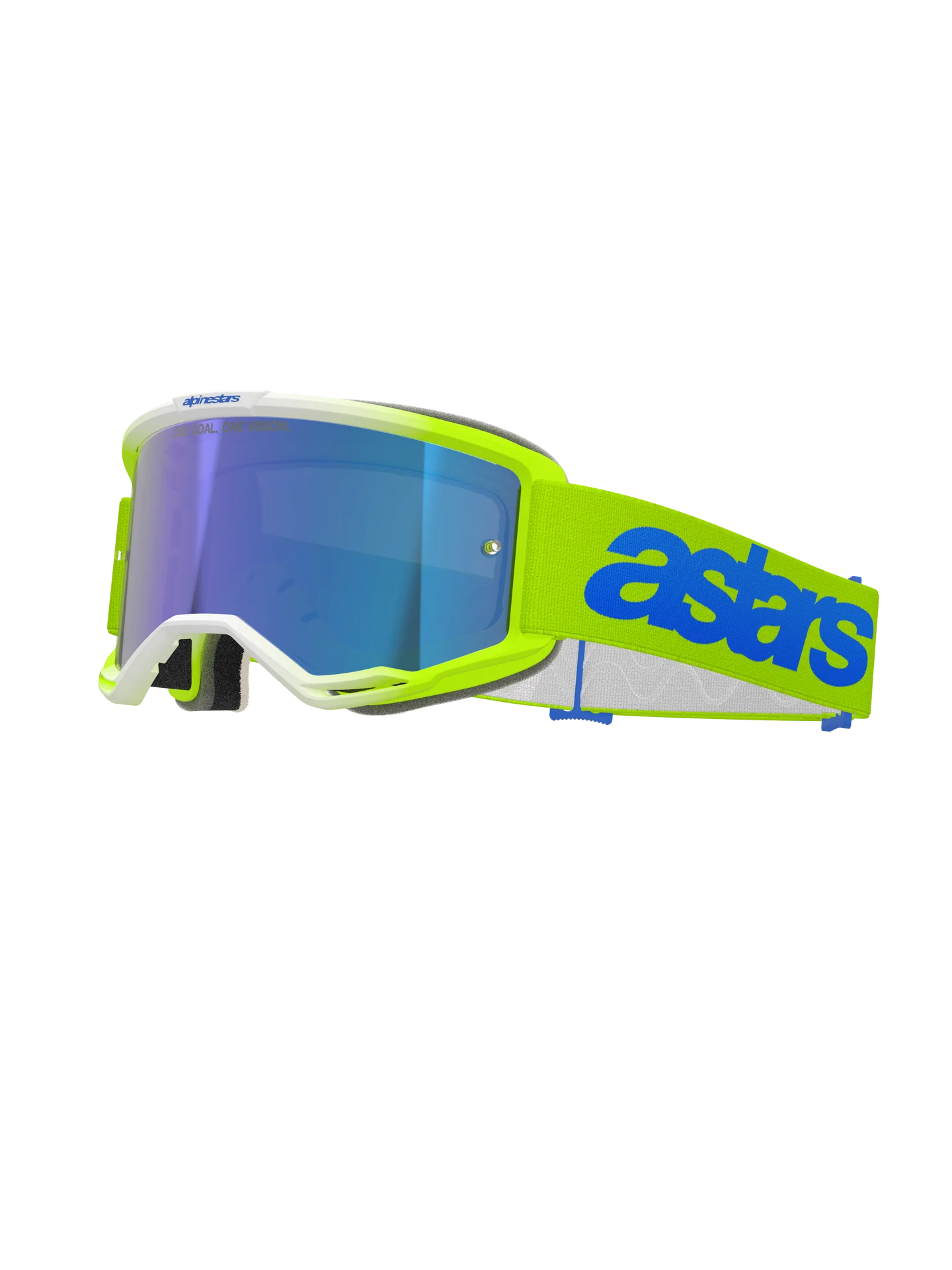 Maschera motocross enduro Alpinestars vision 5 purple giallo fluo con lente specchiata