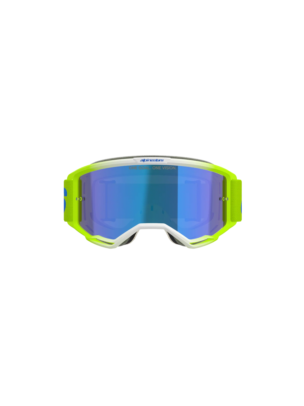Maschera motocross enduro Alpinestars vision 5 purple giallo fluo con lente specchiata
