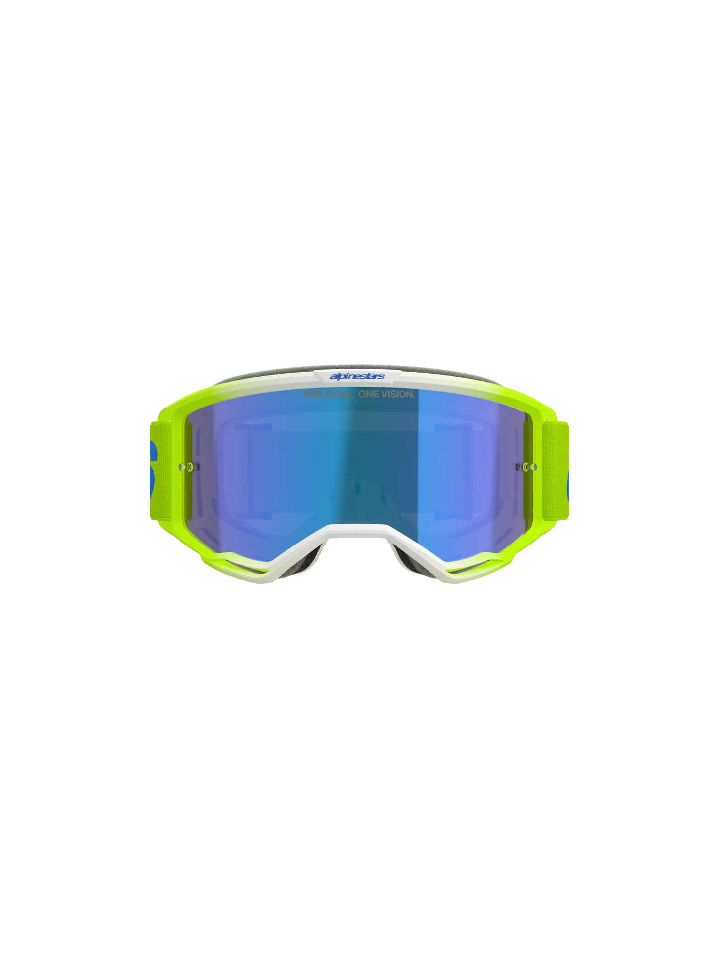 Maschera motocross enduro Alpinestars vision 5 purple giallo fluo con lente specchiata