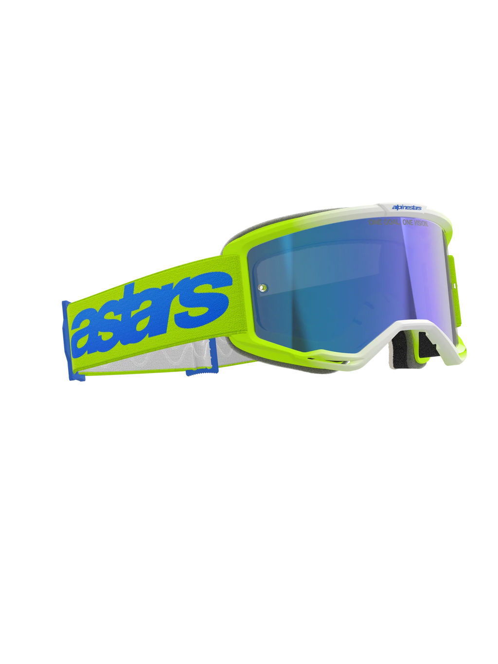 Maschera motocross enduro Alpinestars vision 5 purple giallo fluo con lente specchiata