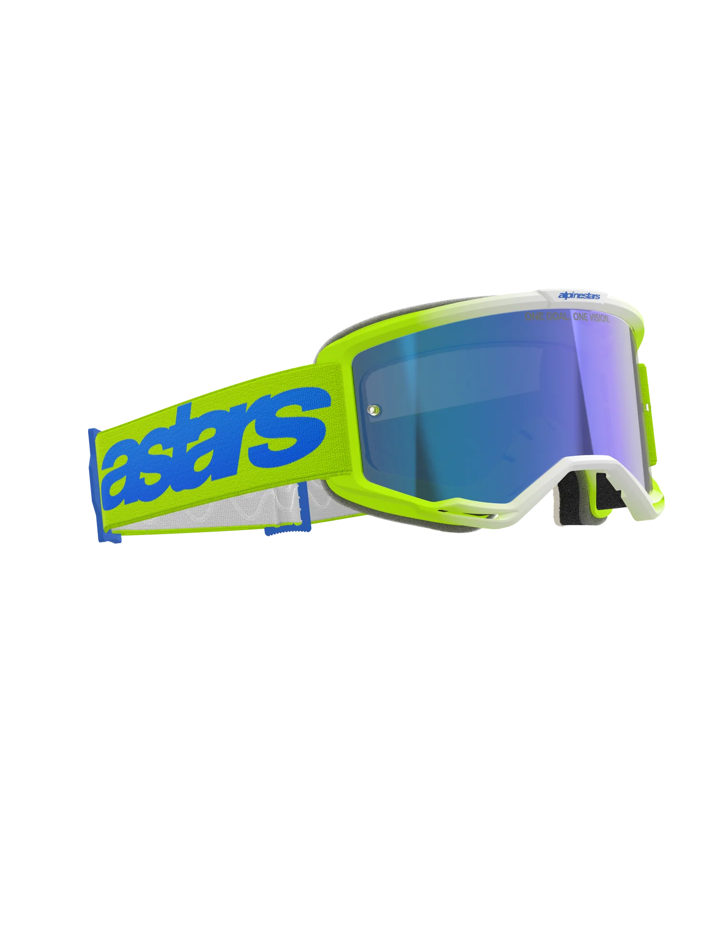 Maschera motocross enduro Alpinestars vision 5 purple giallo fluo con lente specchiata