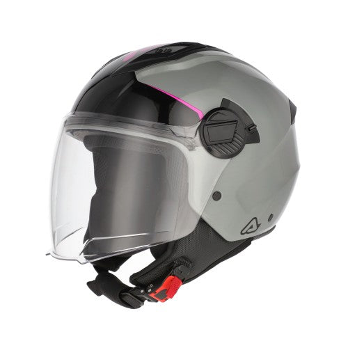 Casco jet Acerbis Levante grigio rosa lucido