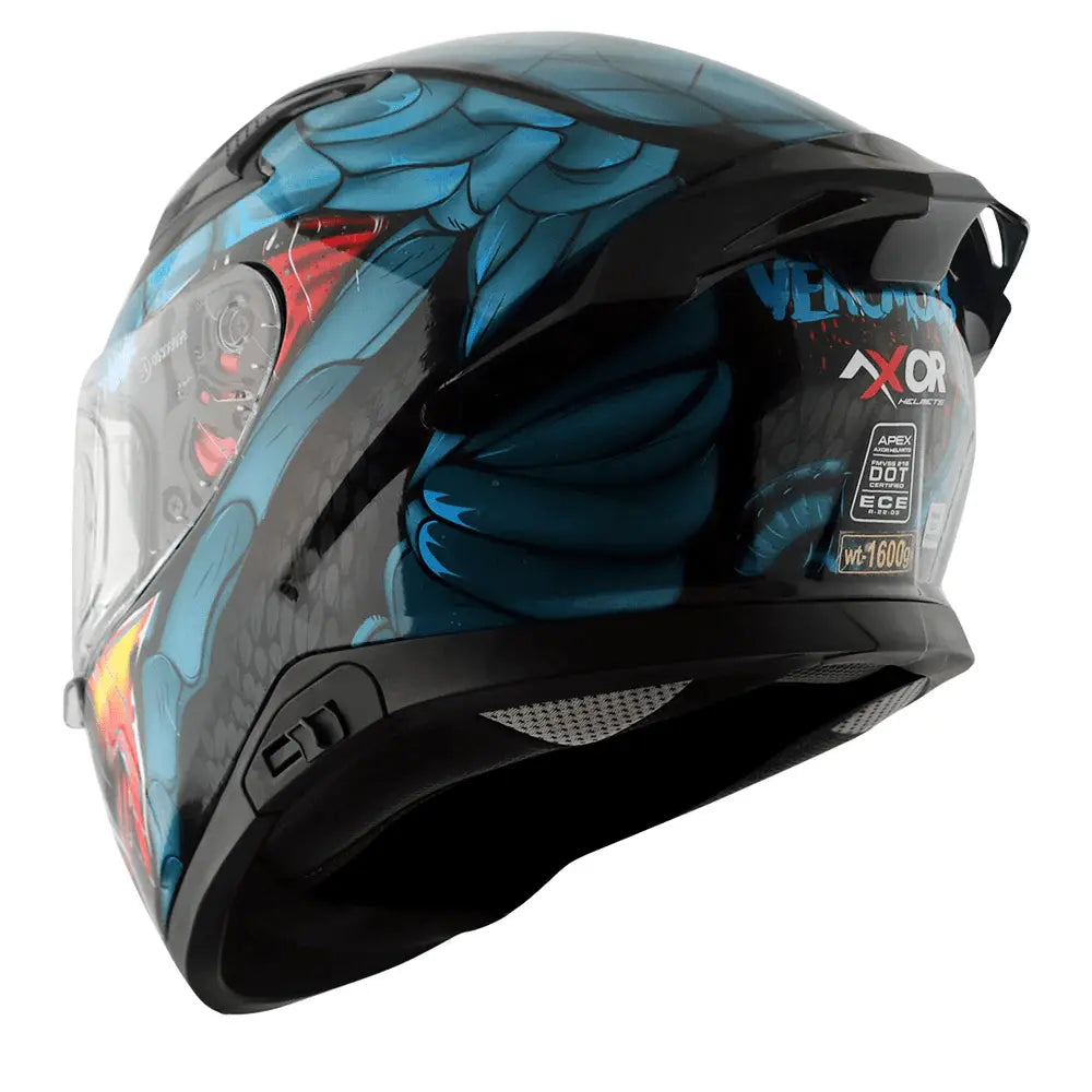 Casco moto AXOR Helmets APEX VENOMOUS INTEGRALE NERO BLU