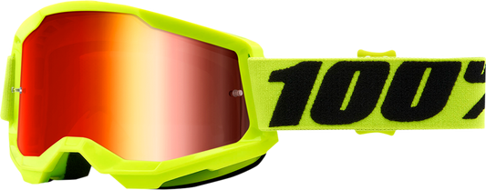 Occhiali Moto Cross Enduro 100% STRATA 2 Fluo Yellow Lente A Specchio
