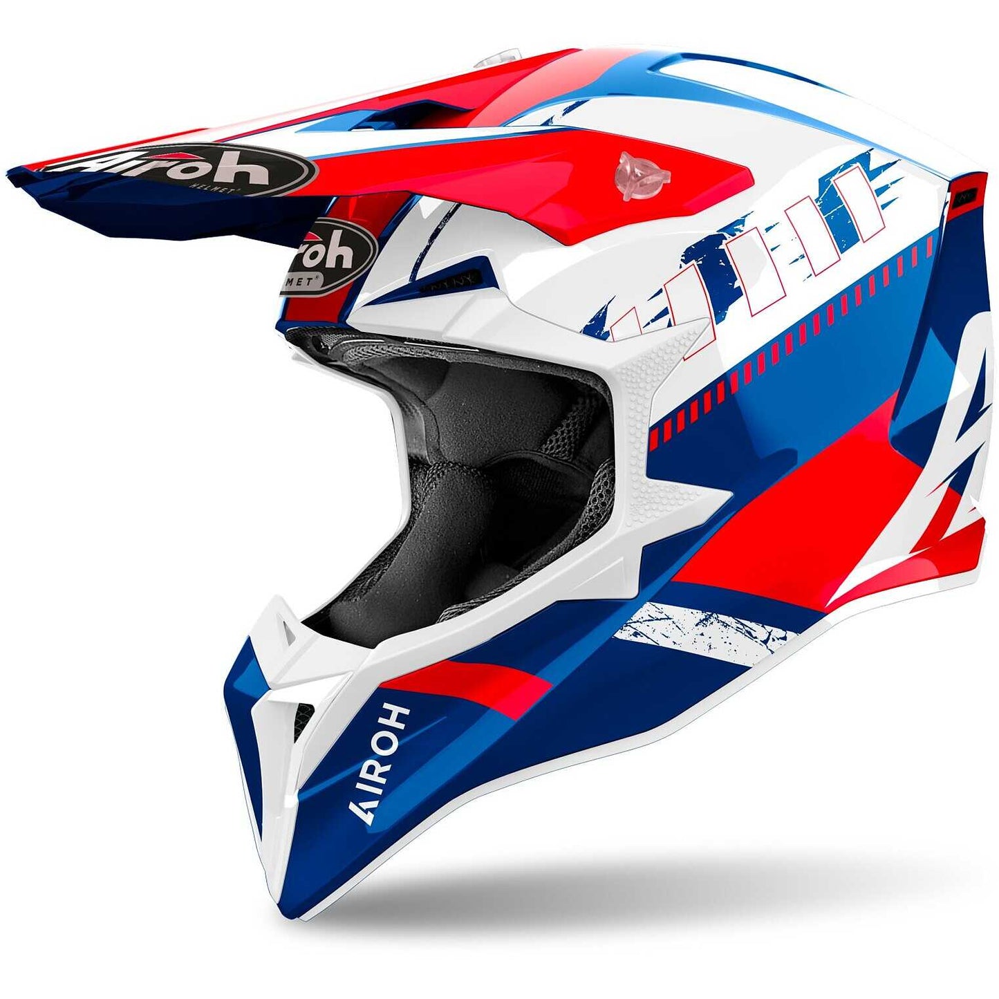 Casco Moto Cross Enduro Airoh WRAAAP FEEL Blu Rosso