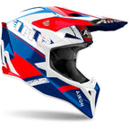 Casco Moto Cross Enduro Airoh WRAAAP FEEL Blu Rosso
