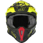 Casco Moto Cross Enduro Just1 J18 + MIPS VERTIGO Rosso Grigio Giallo Fluo