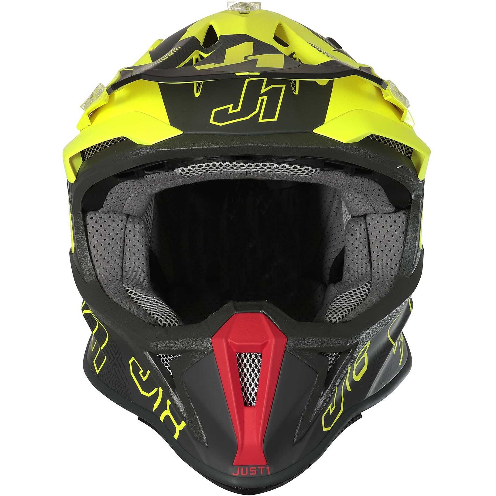 Casco Moto Cross Enduro Just1 J18 + MIPS VERTIGO Rosso Grigio Giallo Fluo