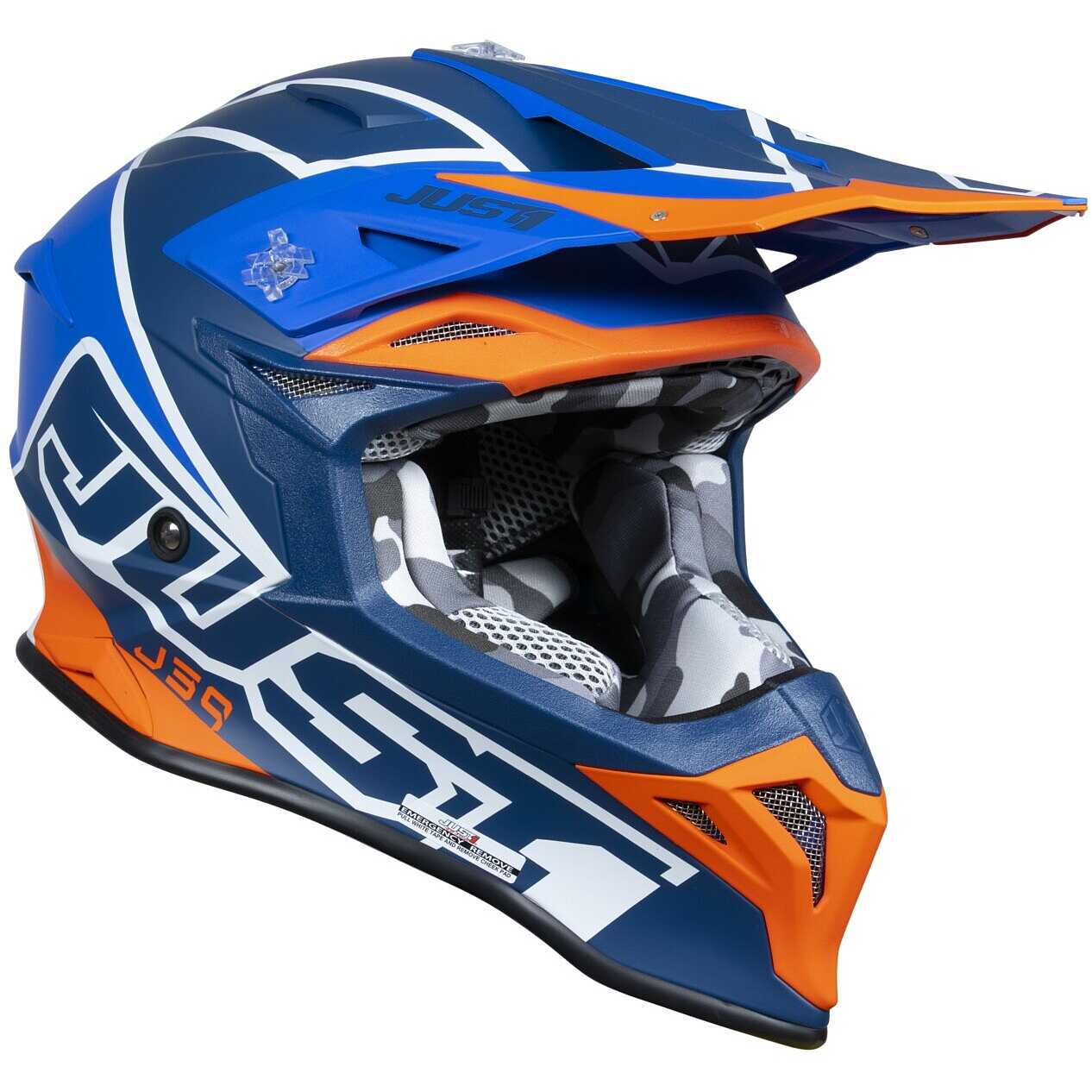 Casco Cross J39 Blu Arancio Fluo