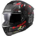 Casco moto LS2 STREAM 2 Angry Monkey Nero Opaco Rosso