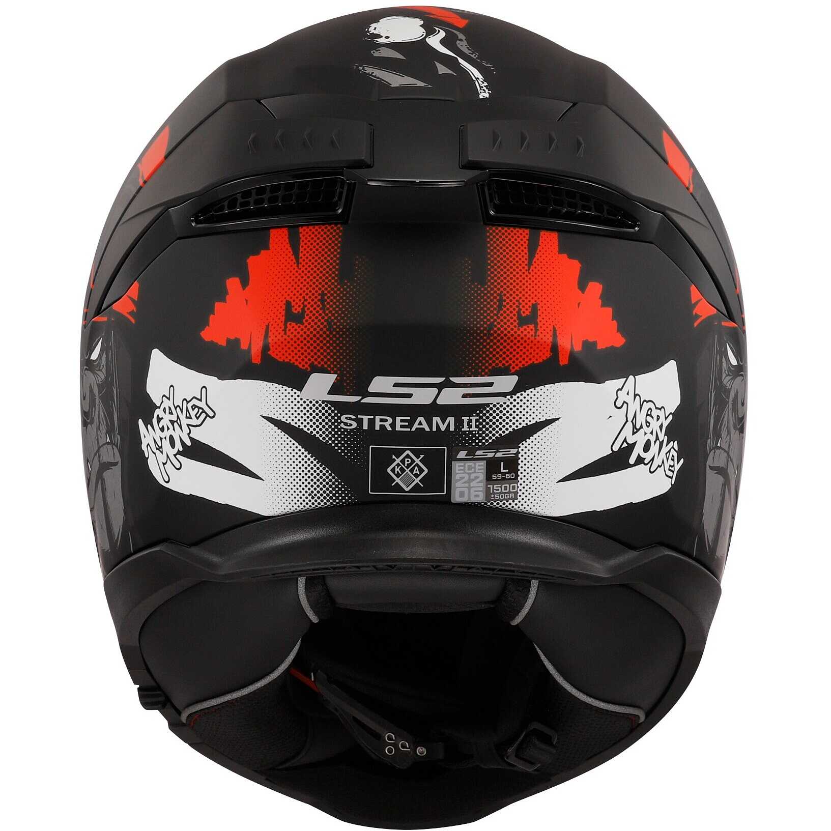 Casco moto LS2 STREAM 2 Angry Monkey Nero Opaco Rosso