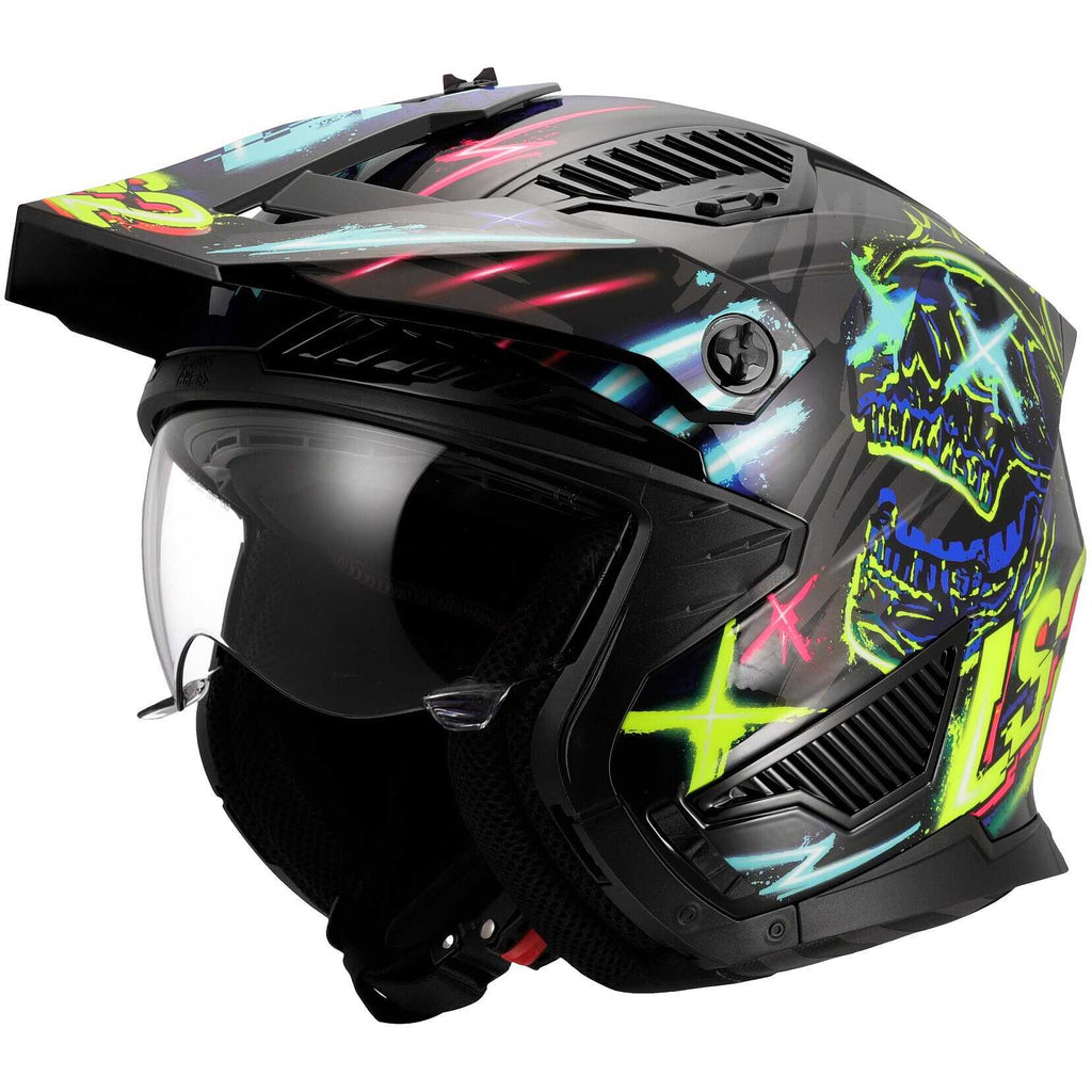 Casco Moto Jet LS2 OF606 DRIFTER RAYZ Nero Blue