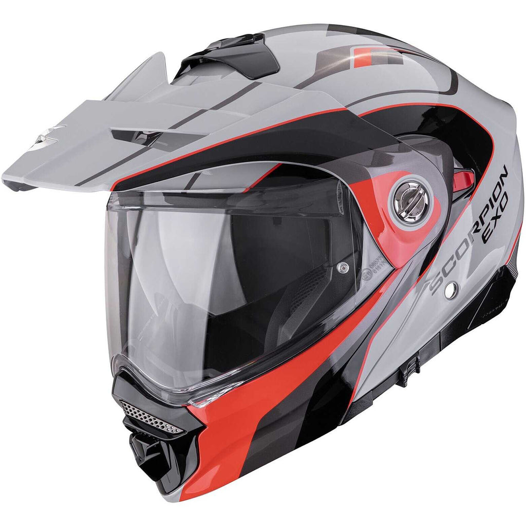 Casco Moto Modulare Adventure P/J Scorpion ADX-2 KAMPS Grigio Rosso